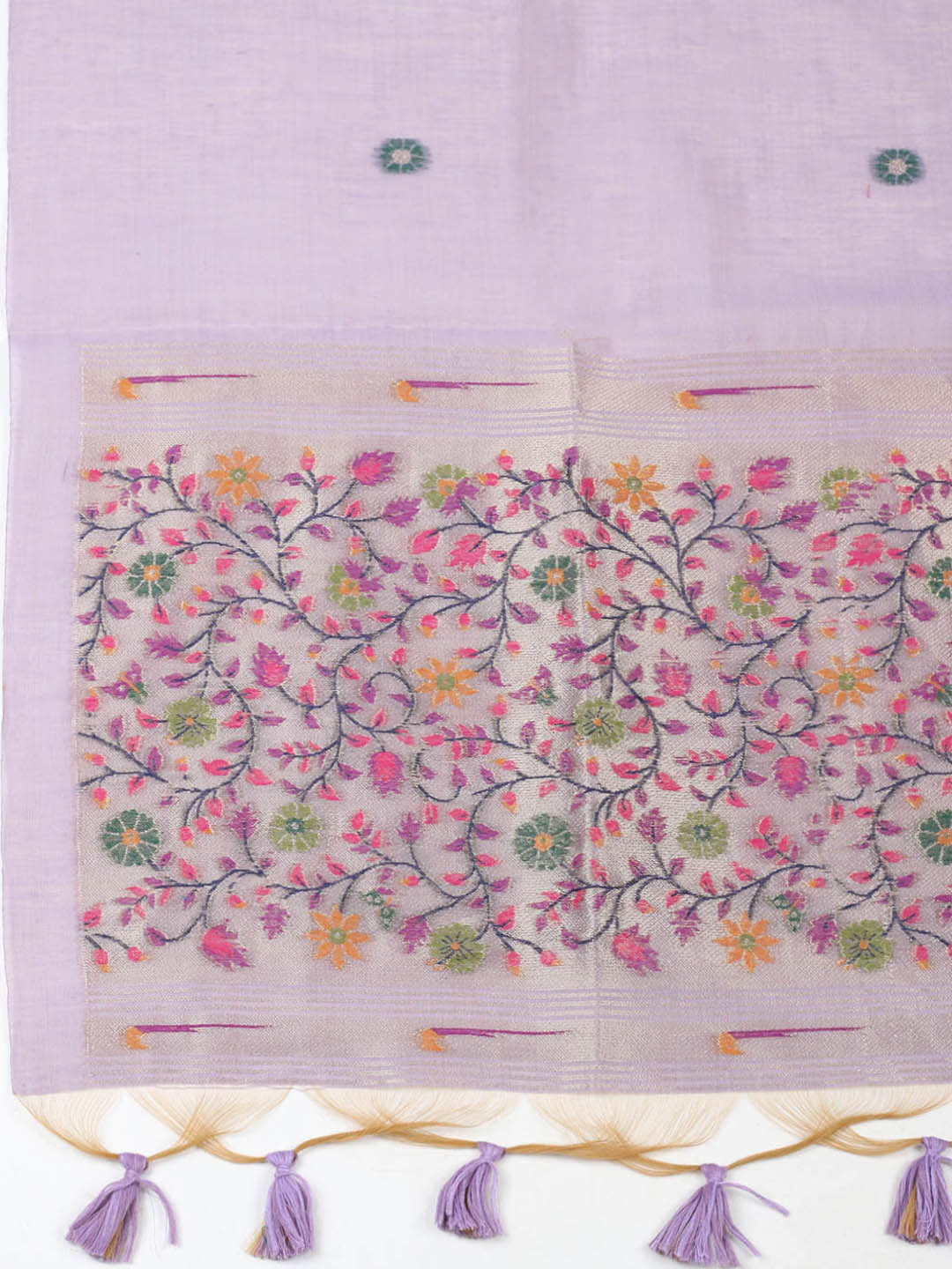 Embroidered Chanderi Unstitched Suit With Pant &amp; Dupatta