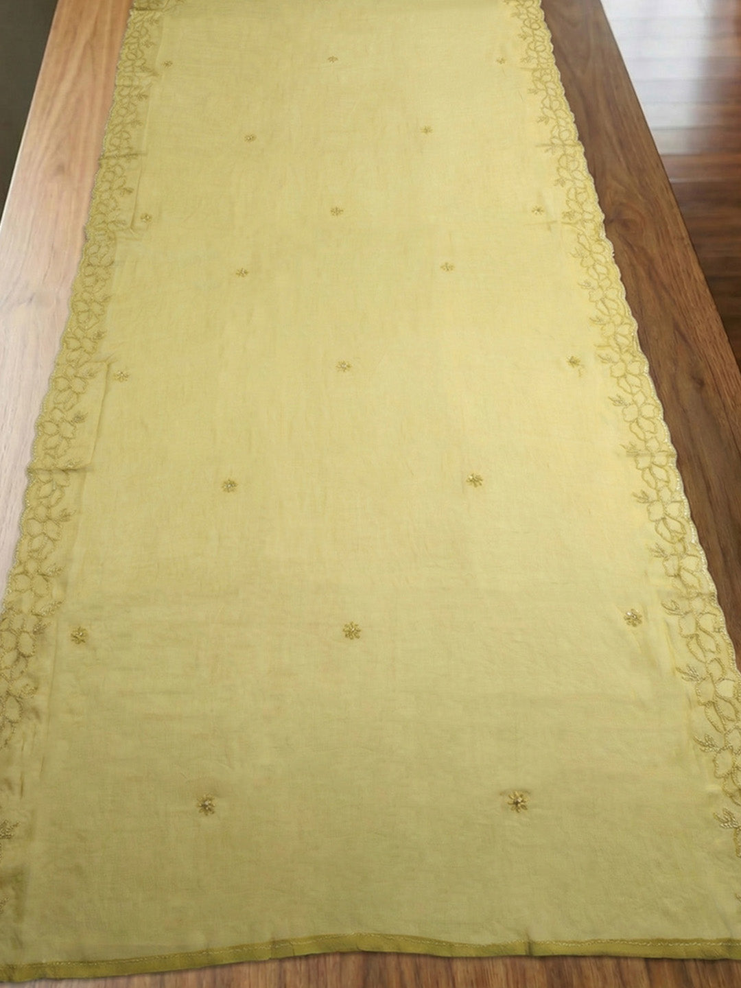 Embroidered, Cotton Blend Unstitched Suit With Pant &amp; Dupatta