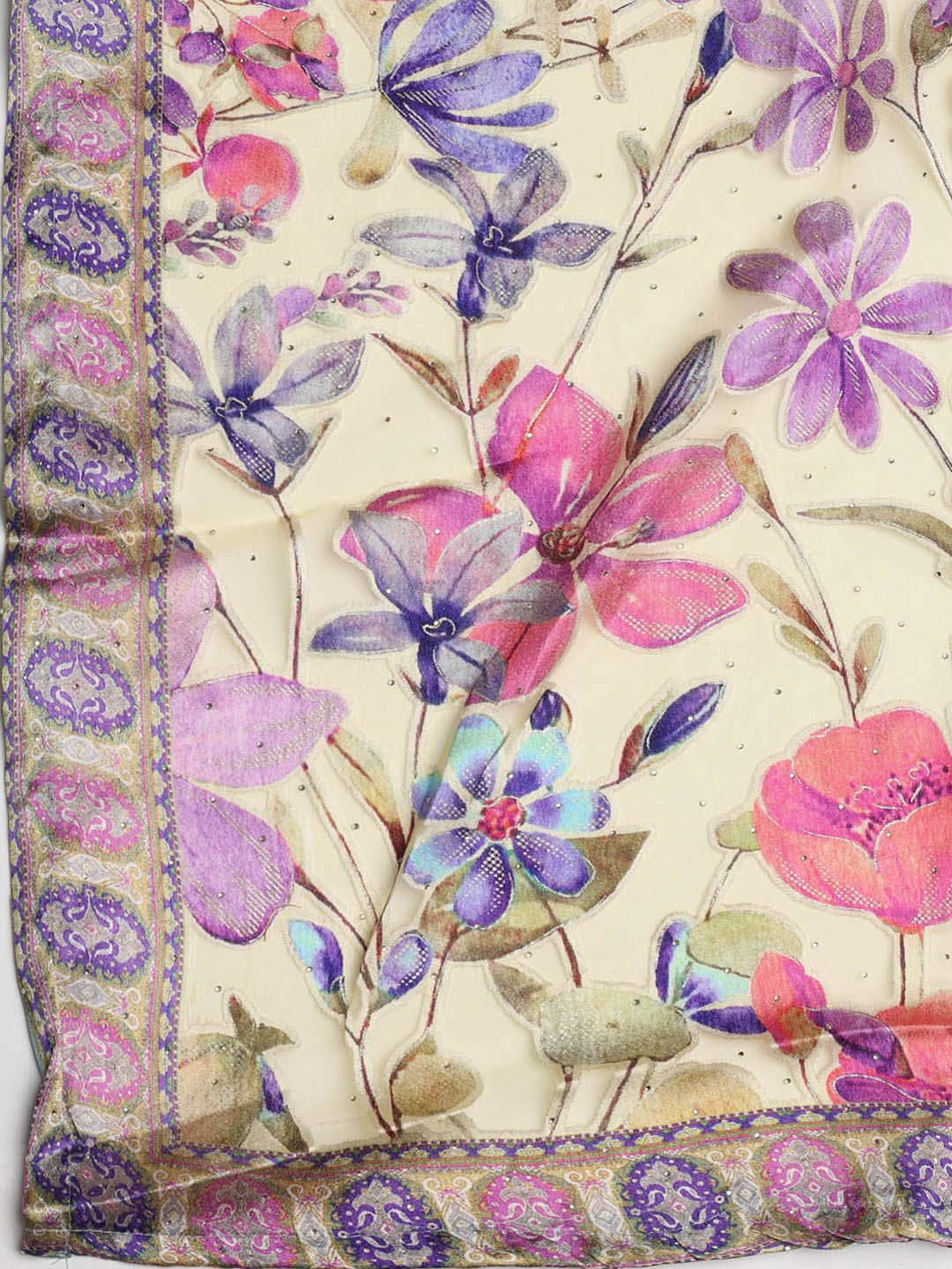Embroidered Chinon Unstitched Suit With Dupatta