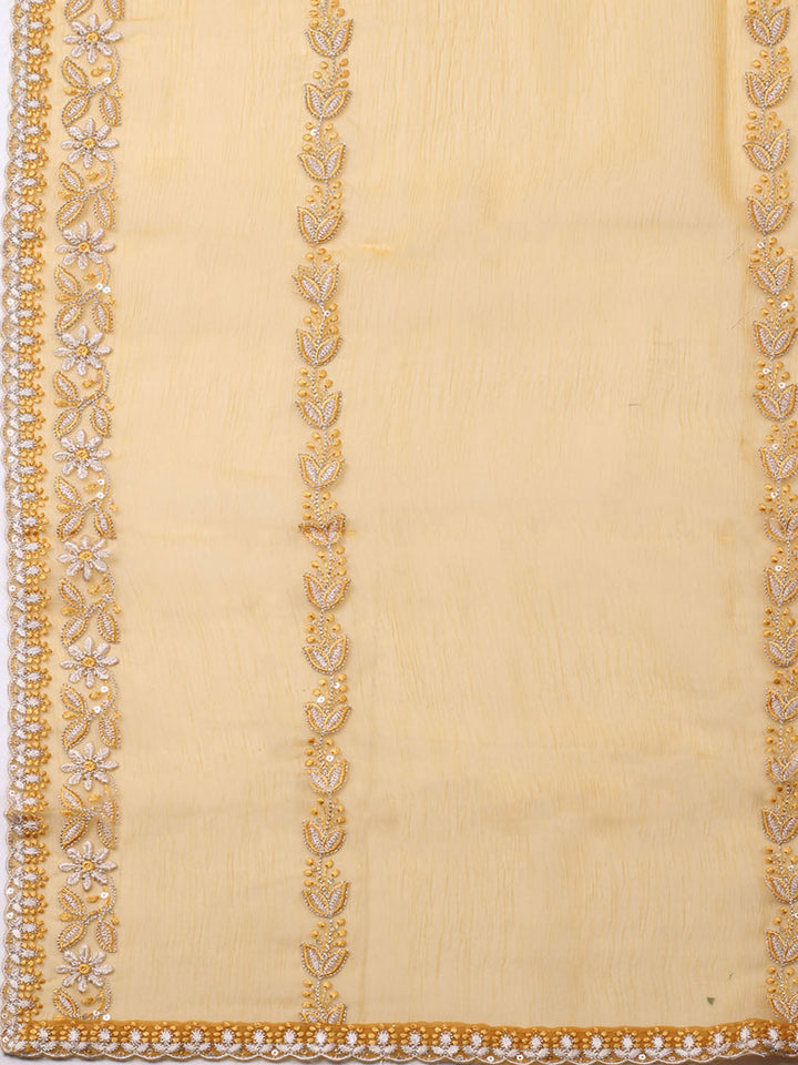 Embroidered Organza Unstitched Suit With Pant &amp; Dupatta