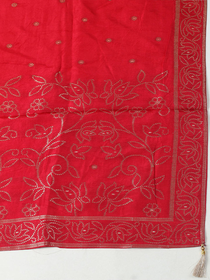 Woven Design Chanderi Unstitched Kurta With Pant &amp; Dupatta