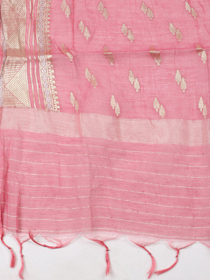 Embroidered Chanderi Unstitched Suit With Pant &amp; Dupatta