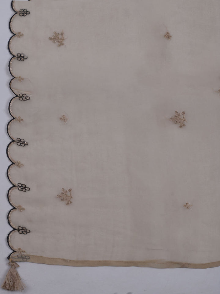 Neck Embroidered Chanderi Unstitched Suit With Dupatta