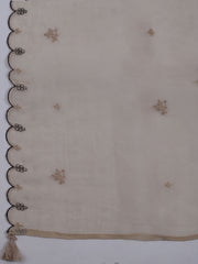 Neck Embroidered Chanderi Unstitched Suit With Dupatta