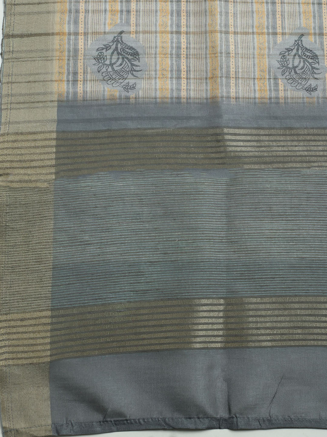 Embroidered Tussar Unstitched Kurta With Pant & Dupatta