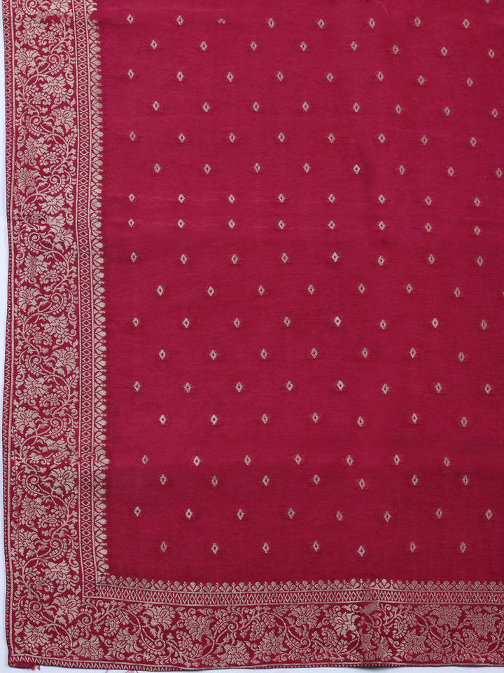 Woven Design Chanderi Unstitched Suit With Pant &amp; Dupatta