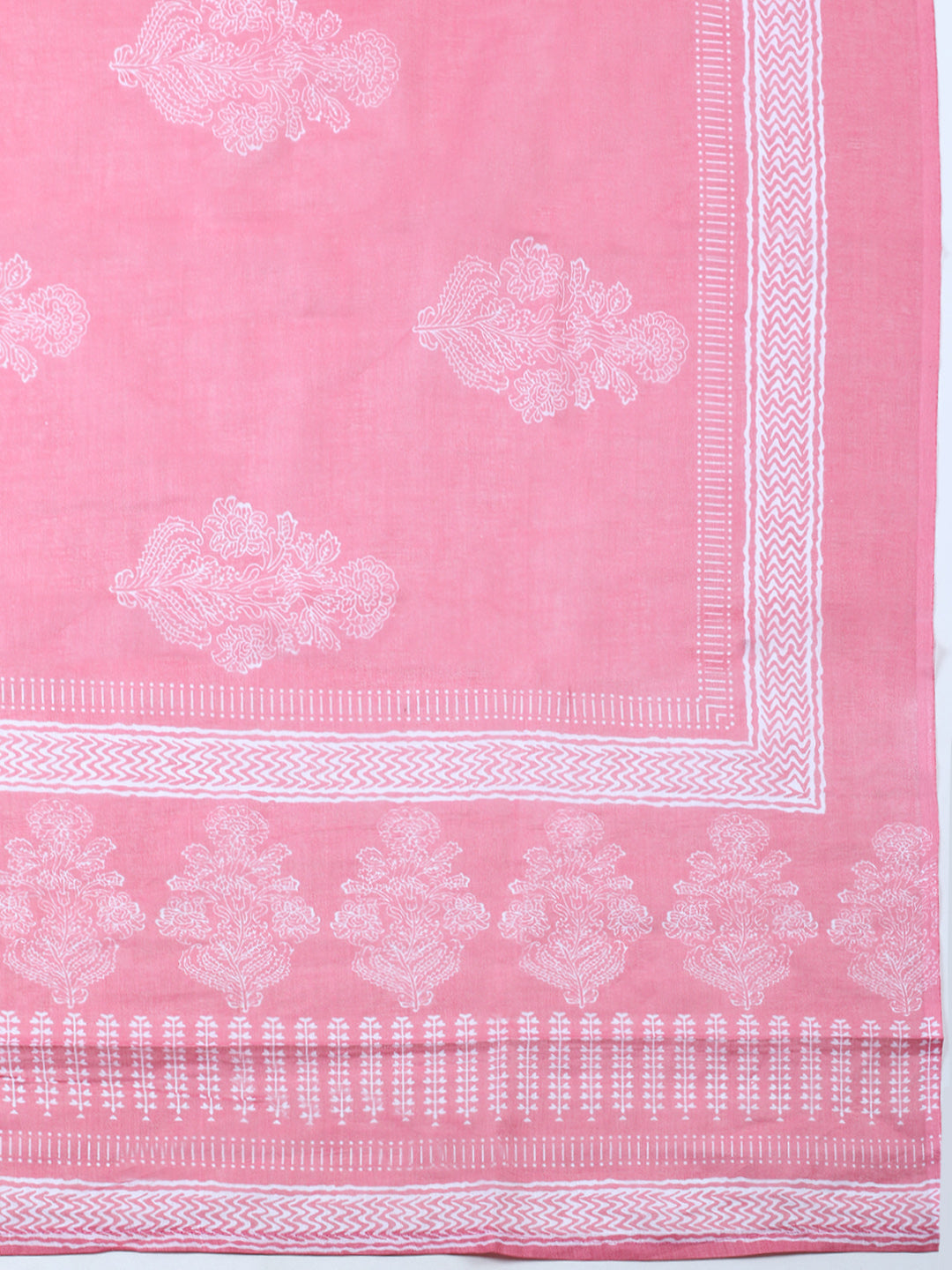 Printed Cotton Blend Unstitched Suit With Pant &amp; Dupatta