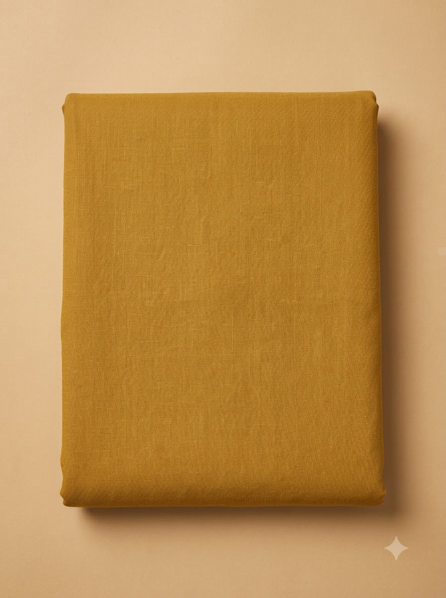 Mustard Cotton Blend Embroidered Unstitched Dress Material