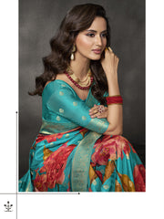 Floral Printed Dola Silk Saree