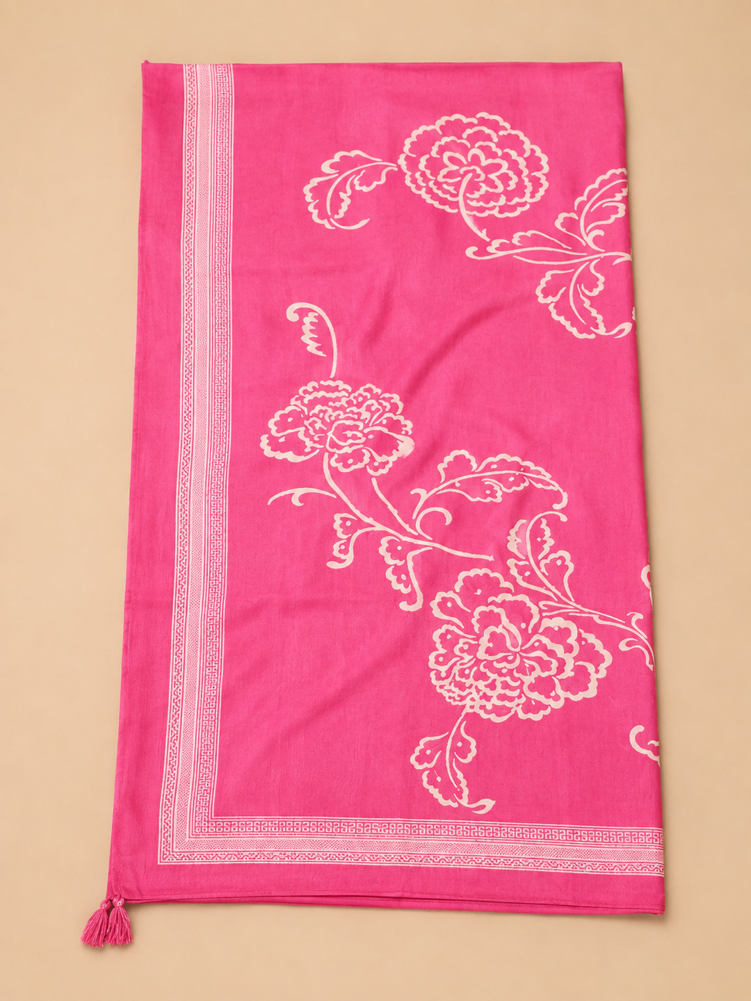 Pink Chanderi Printed Unstitched Dress Material