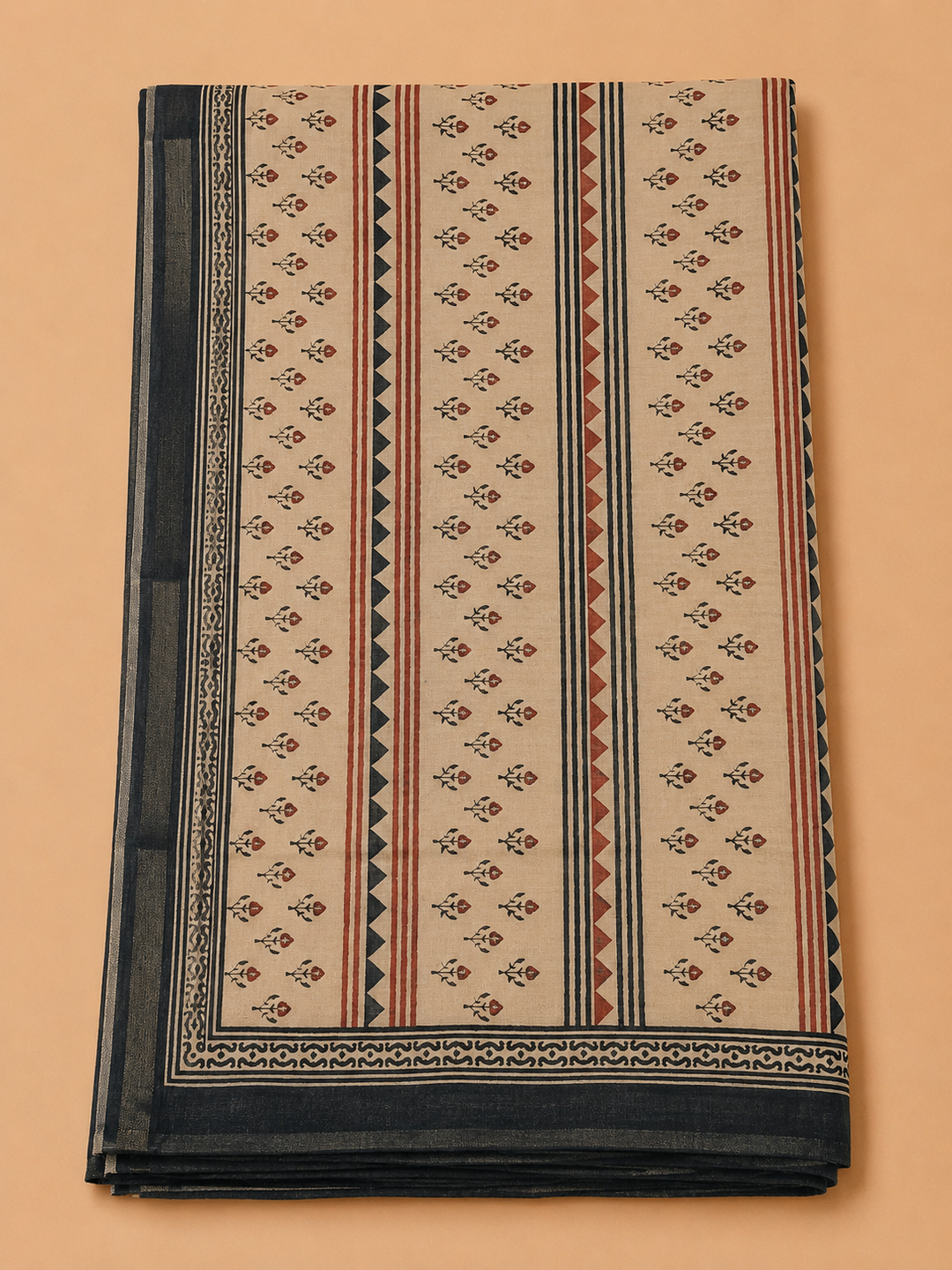 Black Chanderi Printed Unstitched Dress Material