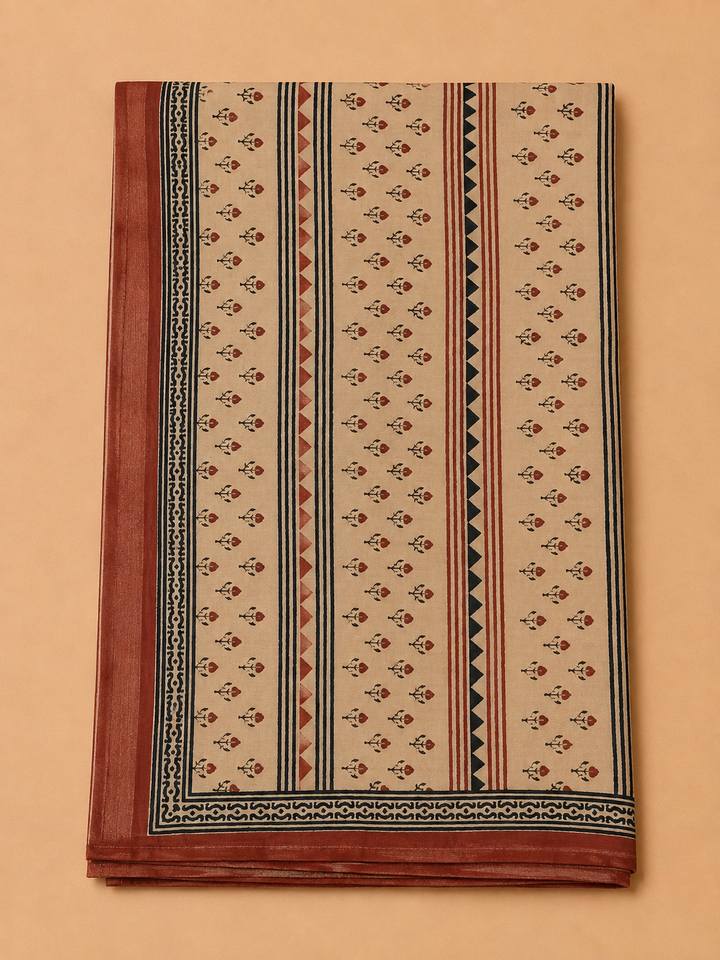 Maroon Chanderi Printed Unstitched Dress Material