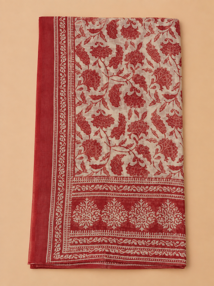 Hot Pink Chanderi Embroidered Unstitched Dress Material