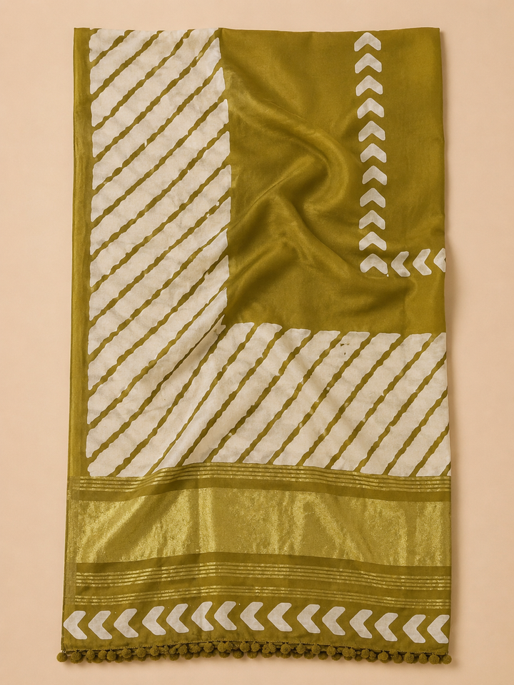 Mehndi Cotton Blend Printed Unstitched Dress Material