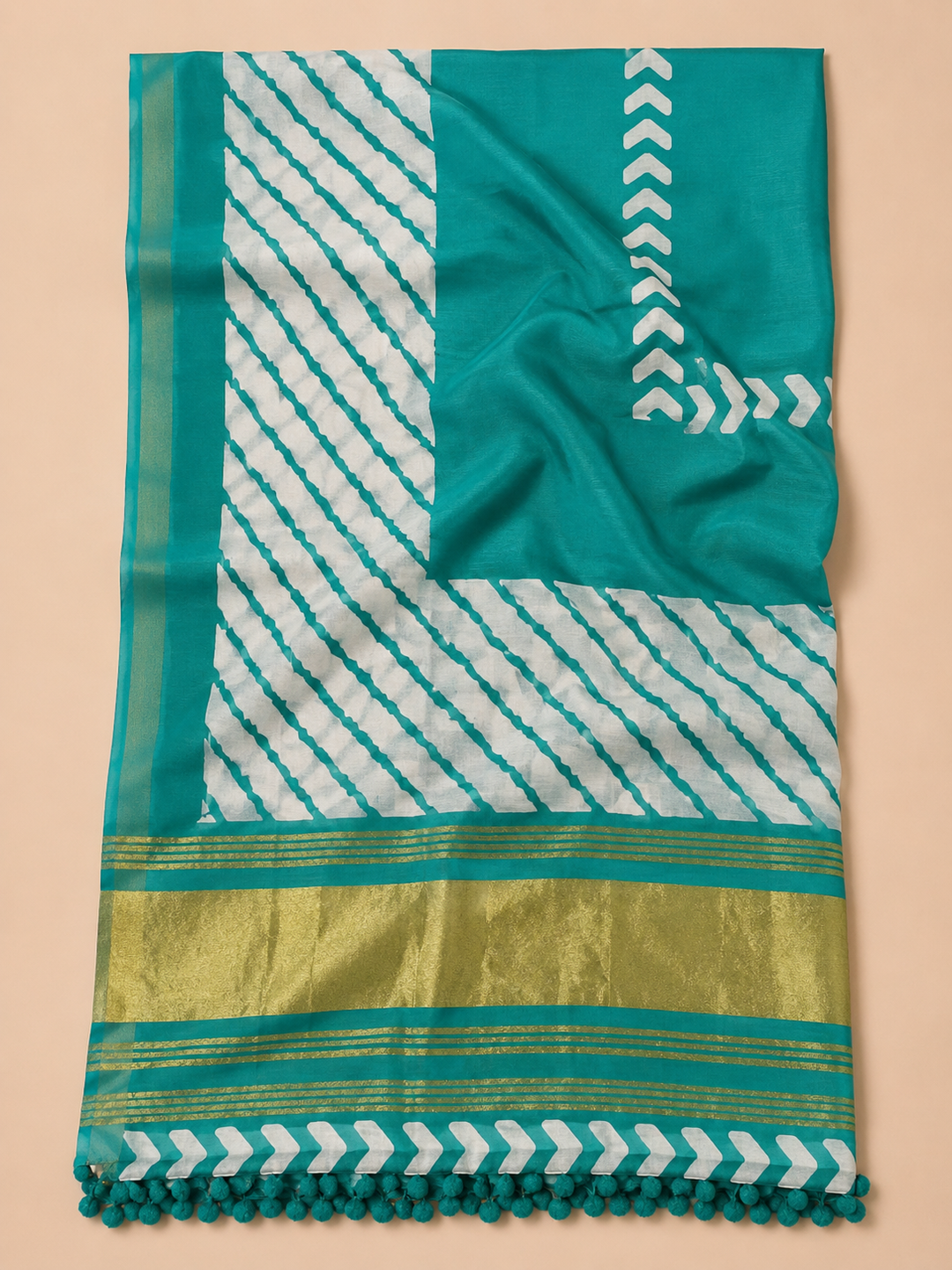 Rama Green Cotton Blend Printed Unstitched Dress Material