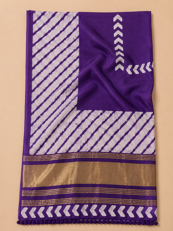Purple Cotton Blend Printed Unstitched Dress Material