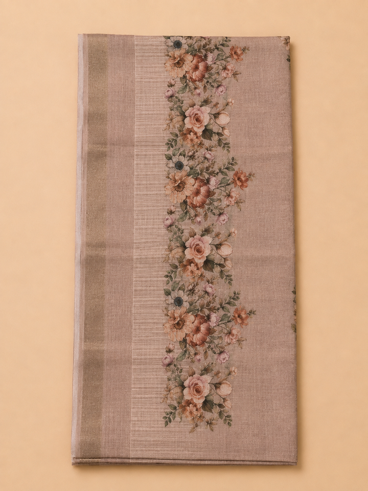 Onion Pink Linen Blend Printed Unstitched Dress Material