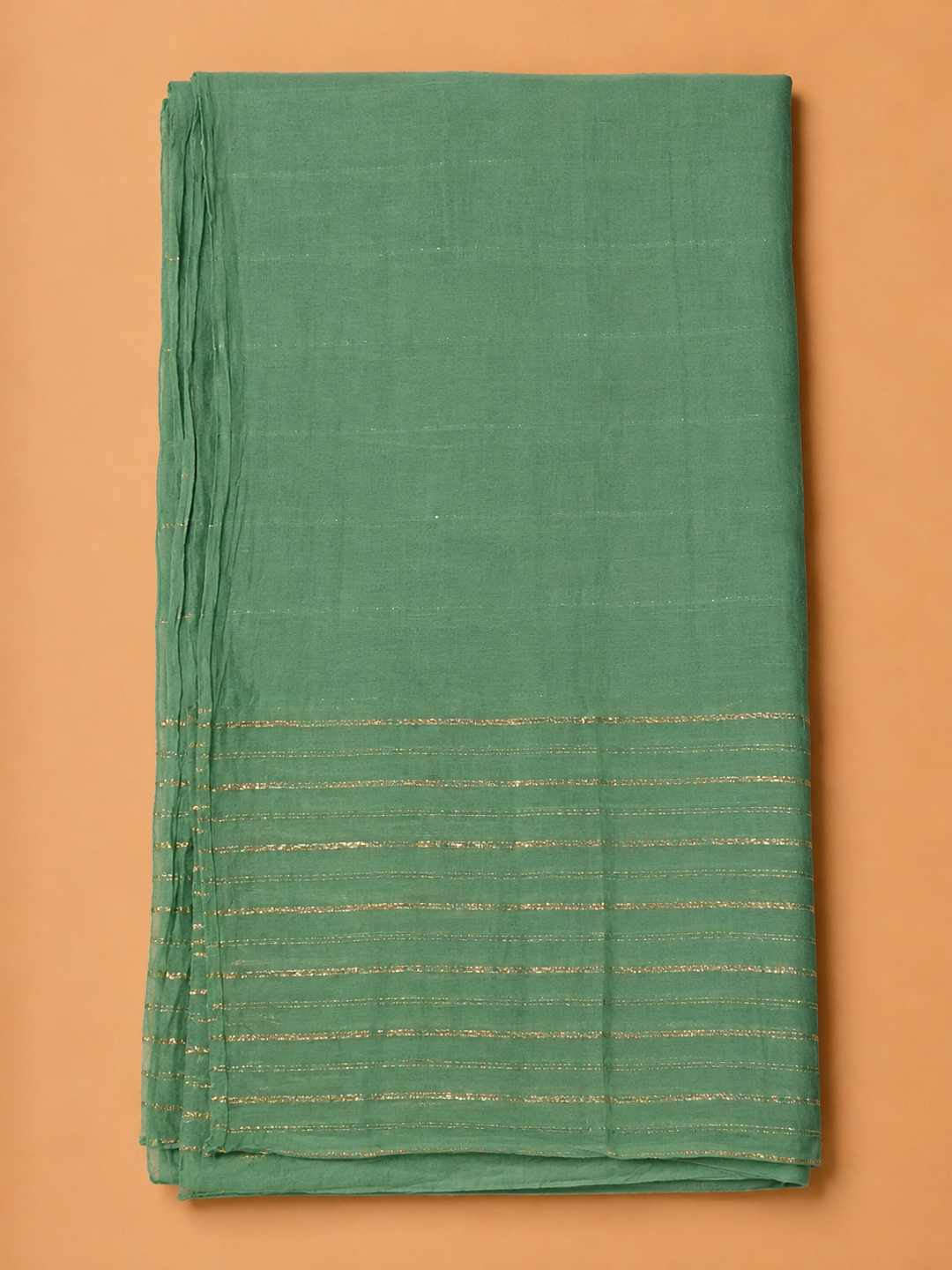 Green Cotton Blend Embroidered Unstitched Dress Material