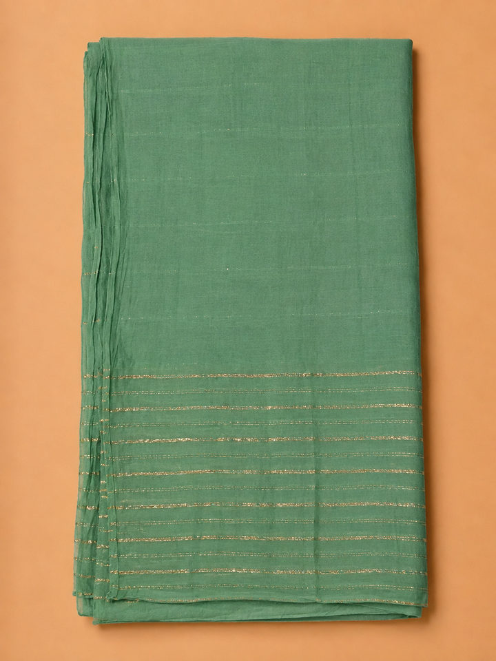 Green Cotton Blend Embroidered Unstitched Dress Material