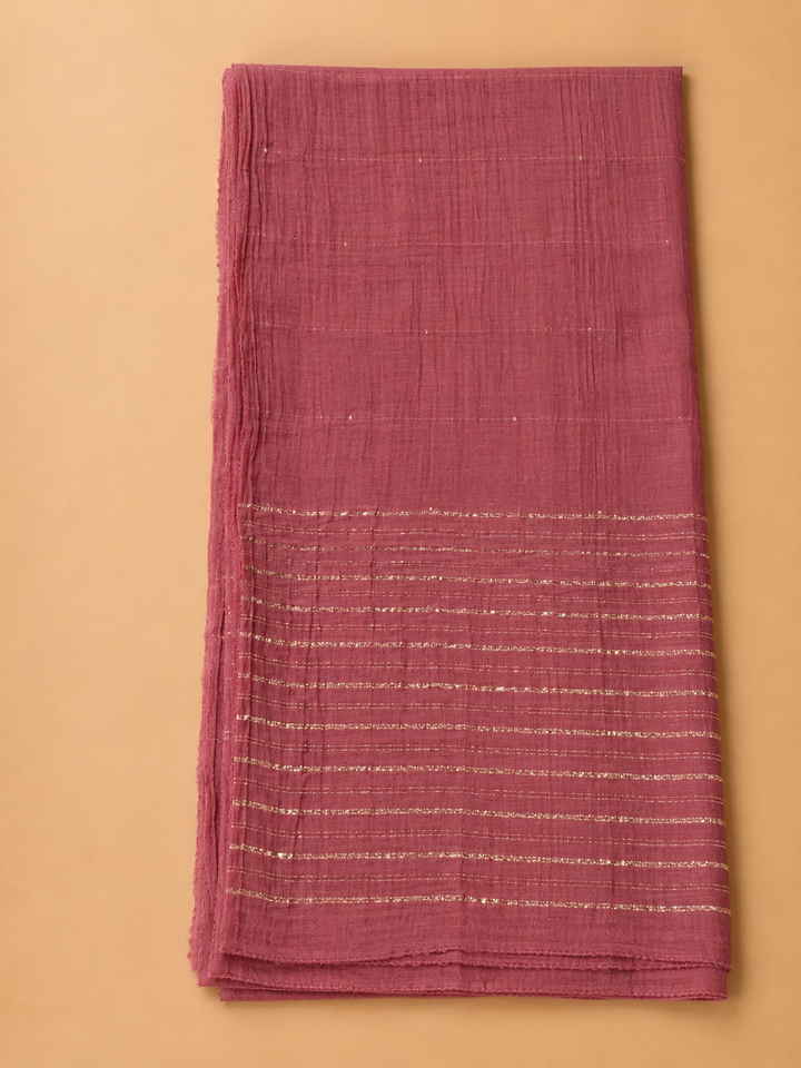 Onion Pink Cotton Blend Embroidered Unstitched Dress Material