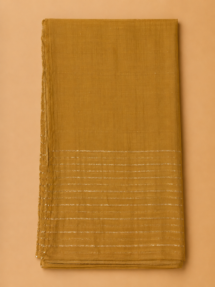 Mustard Cotton Blend Embroidered Unstitched Dress Material