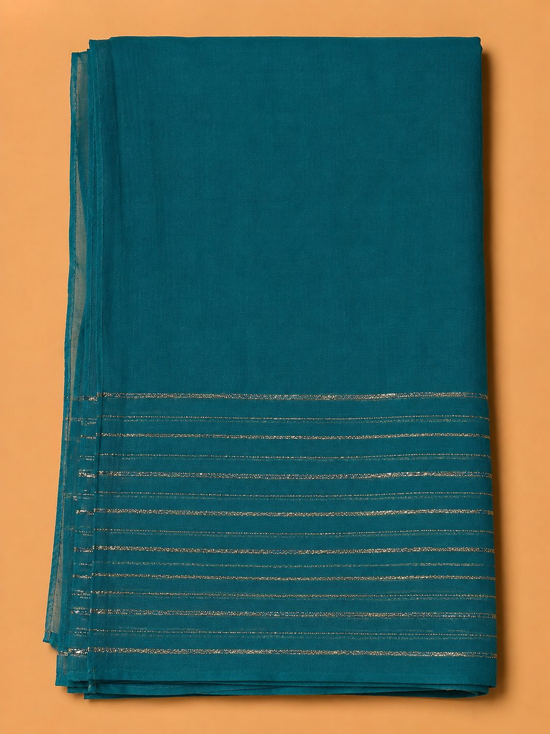 Blue Cotton Blend Embroidered Unstitched Dress Material