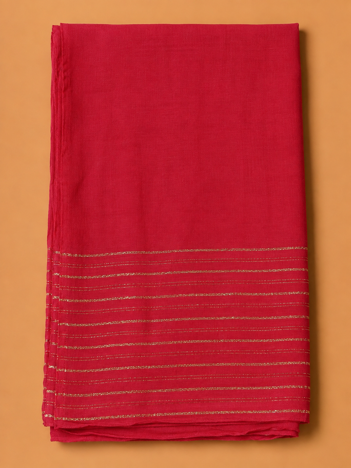 Hot Pink Cotton Blend Embroidered Unstitched Dress Material
