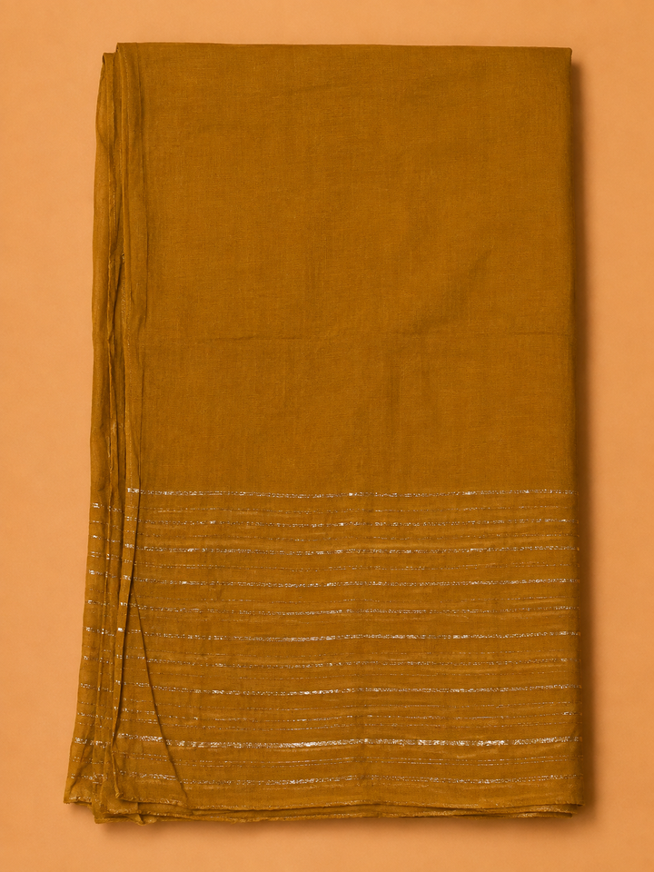 Orange Cotton Blend Embroidered Unstitched Dress Material