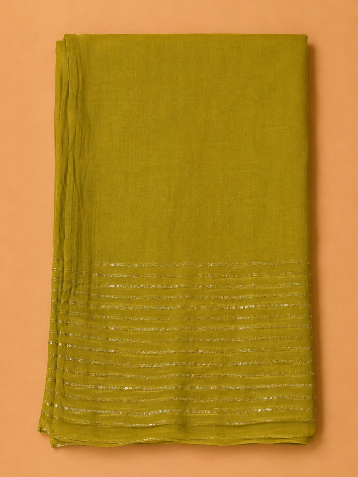 Pista Green Cotton Blend Embroidered Unstitched Dress Material