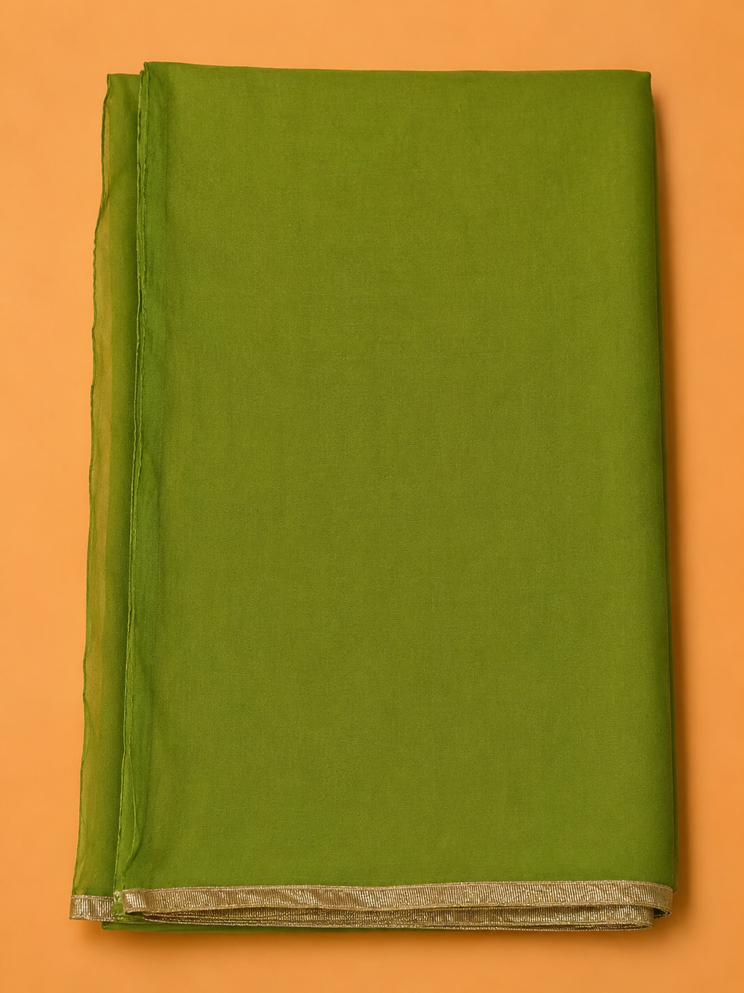 Green Cotton Blend Embroidered Unstitched Dress Material