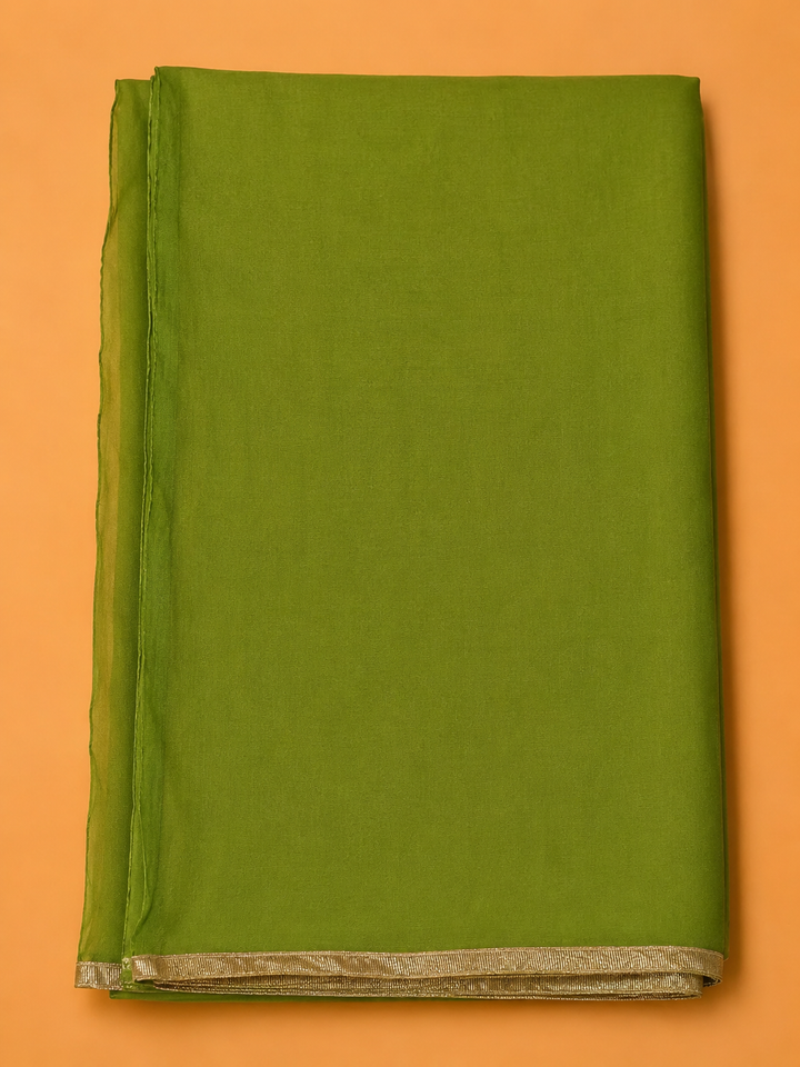 Green Cotton Blend Embroidered Unstitched Dress Material
