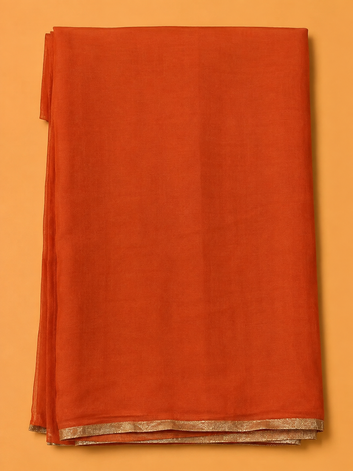 Rust Cotton Blend Embroidered Unstitched Dress Material