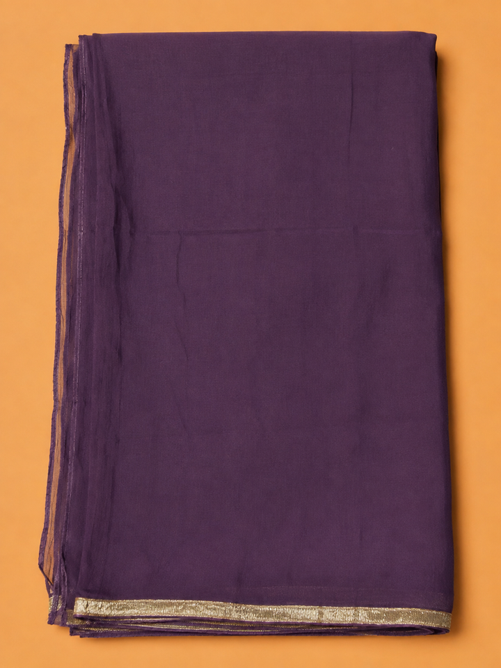 Purple Cotton Blend Embroidered Unstitched Dress Material