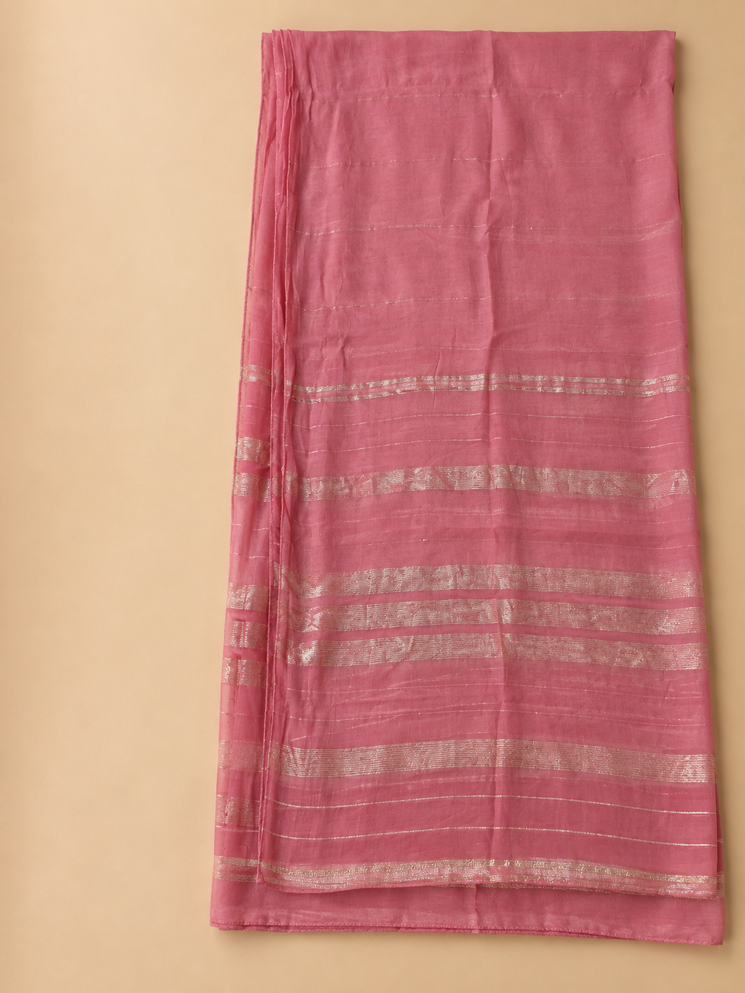 Peach Chanderi Embroidered Unstitched Dress Material
