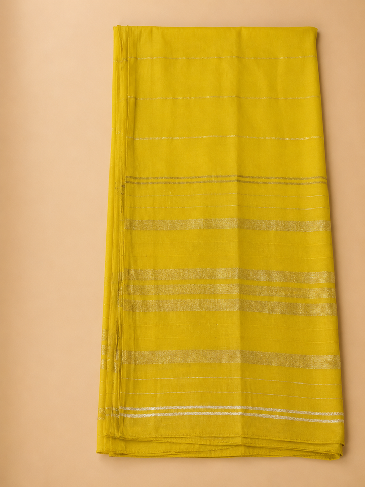 Yellow Chanderi Embroidered Unstitched Dress Material