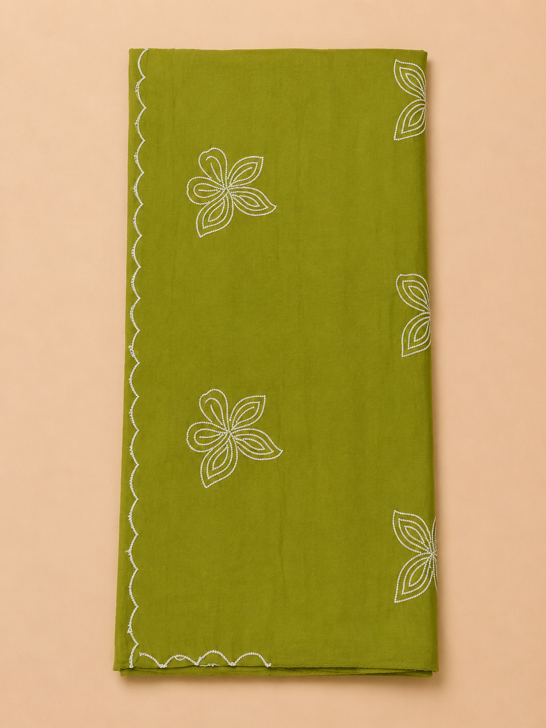 Mehndi Chanderi Embroidered Unstitched Dress Material