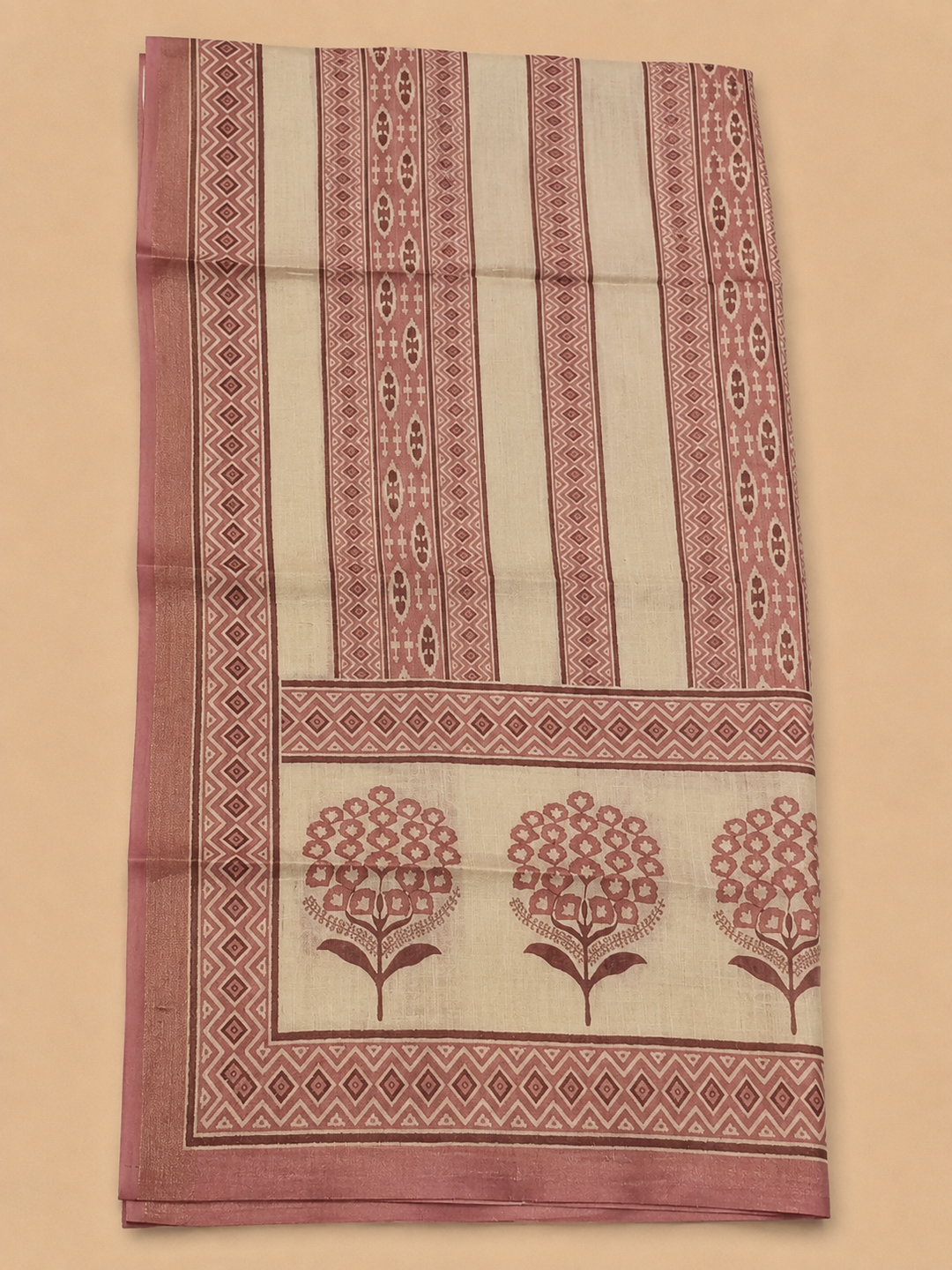 Onion Pink Linen Blend Printed Unstitched Dress Material