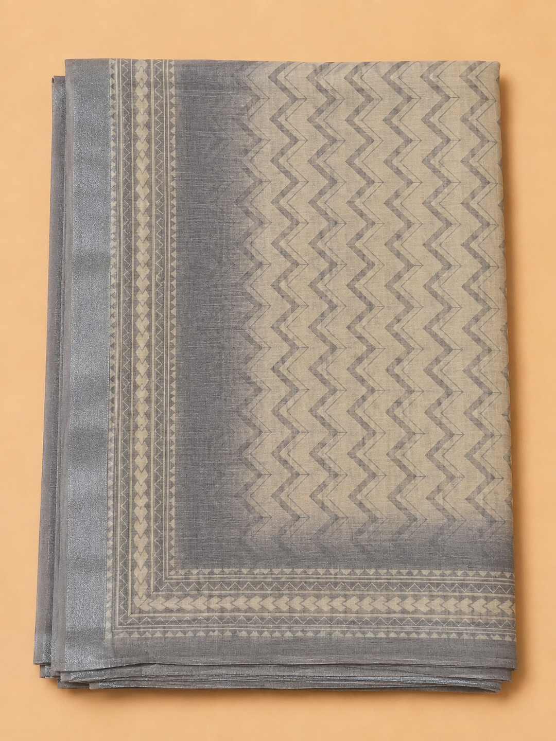 Grey Linen Blend Embroidered Unstitched Dress Material