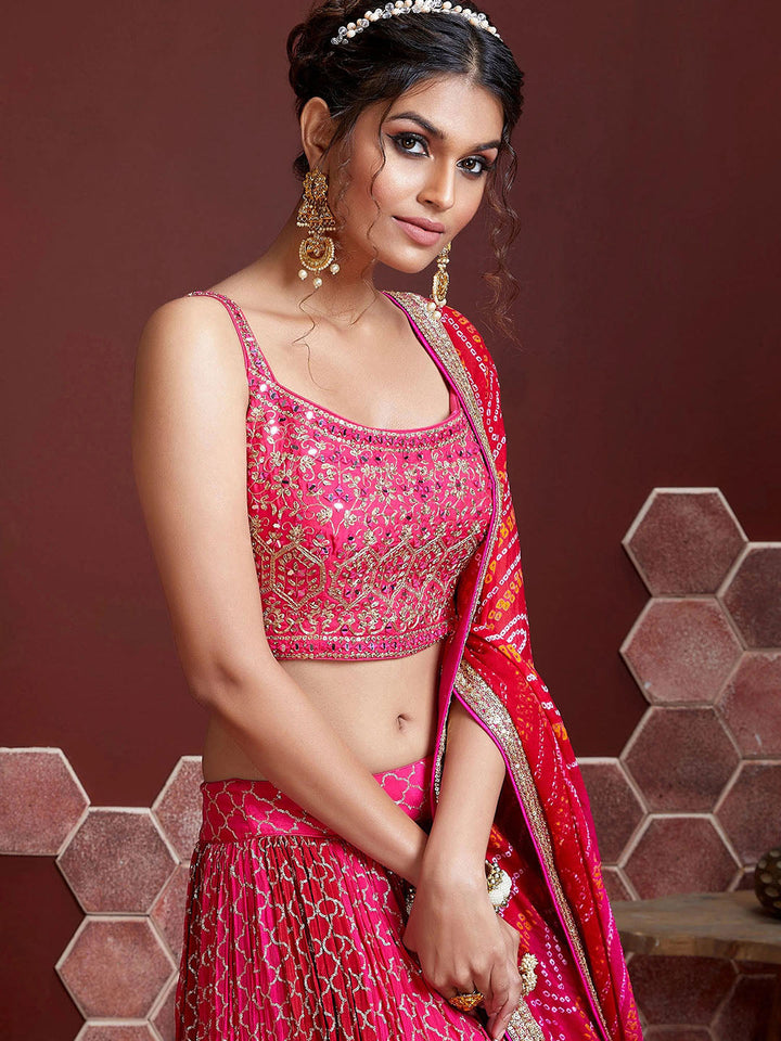 Embroidered Art Slik Semi Stitched Lehenga Choli With Dupatta