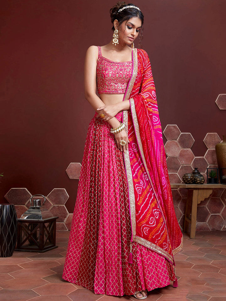 Embroidered Art Slik Semi Stitched Lehenga Choli With Dupatta