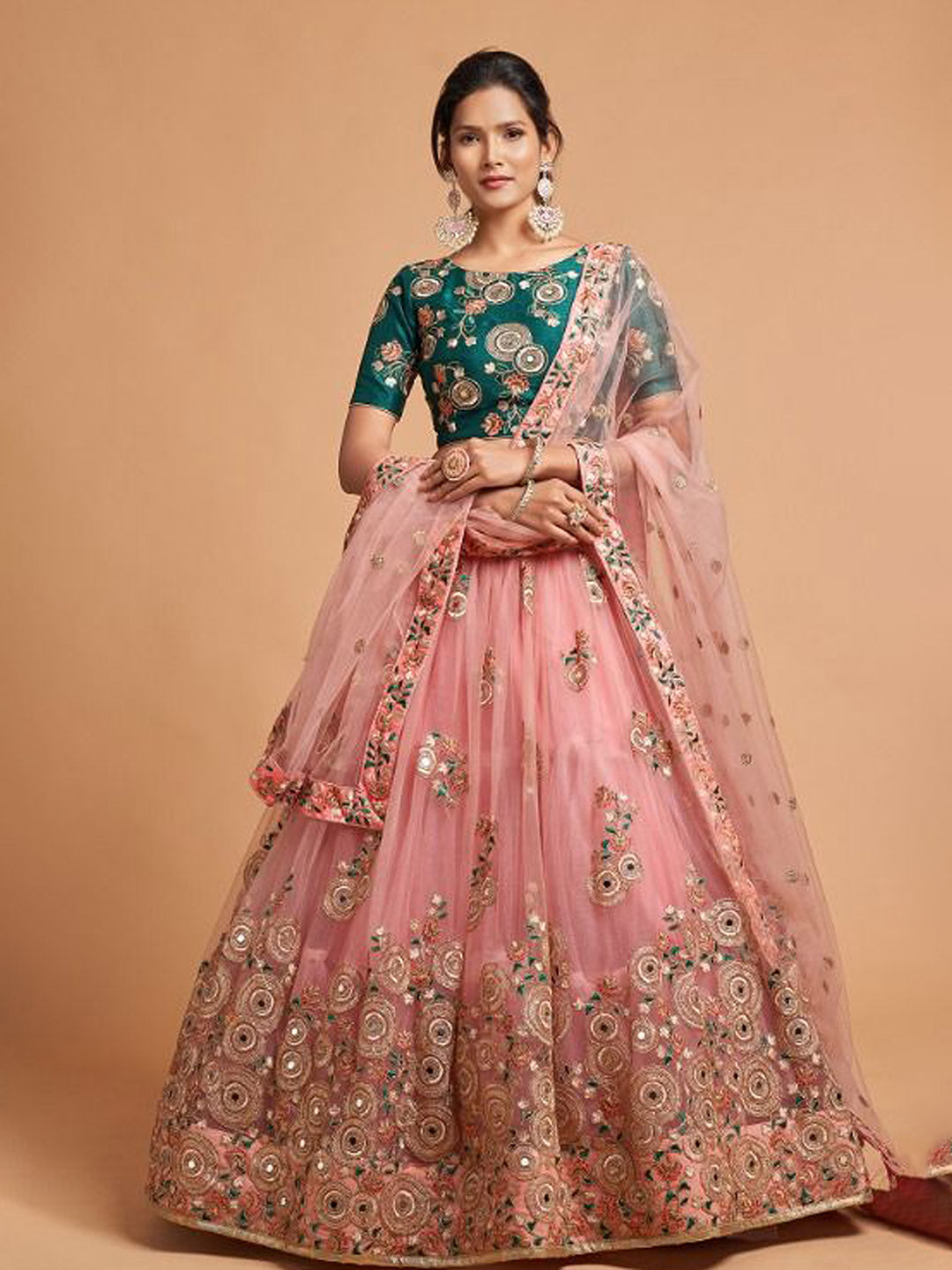 Embroidered Art Silk Unstitched Choli With Lehenga &amp; Dupatta