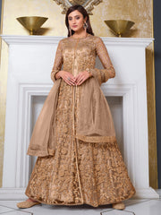 Zari Sequins Work Chinnon Semi Stitched Suit