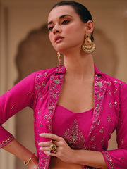 Sequins Work Jacket Style Georgette Lehenga