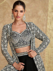 Sequins Work Jacket Style Georgette Lehenga