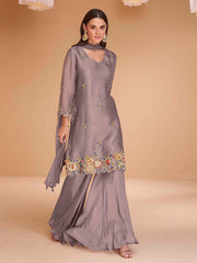 Embroidery Organza Kurta With Palazzo And Dupatta