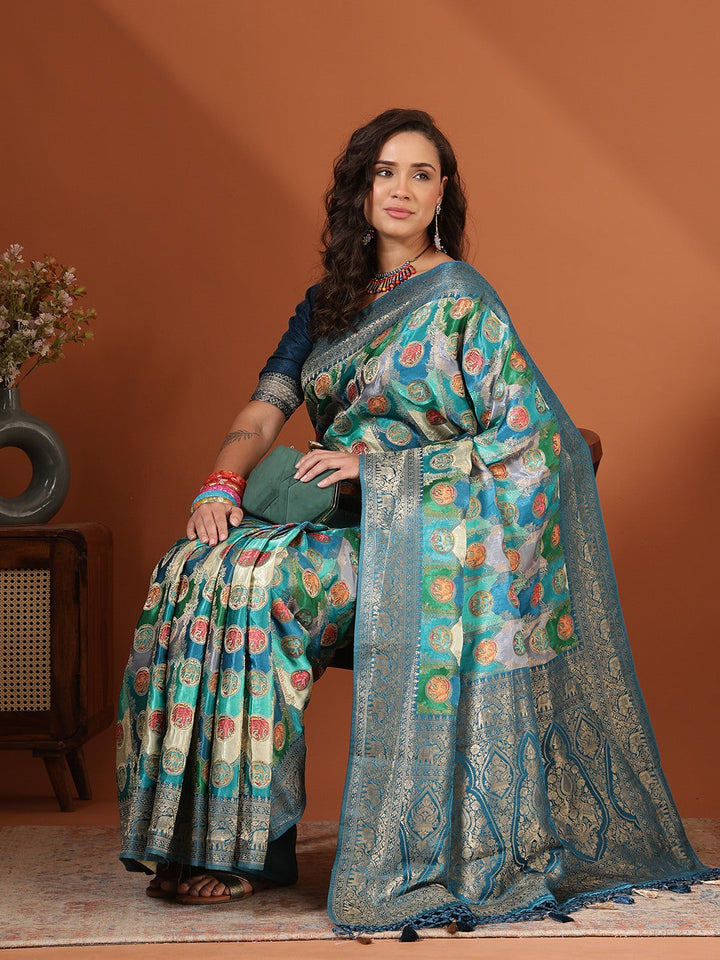 Woven Design Satin Saree