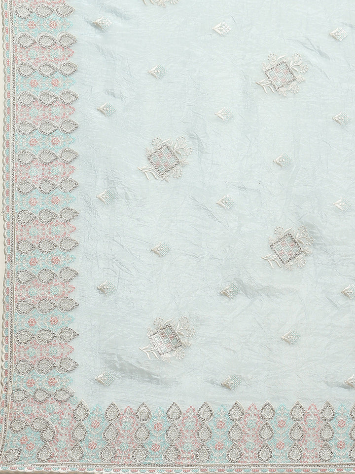 Zari Border Printed Organza Saree
