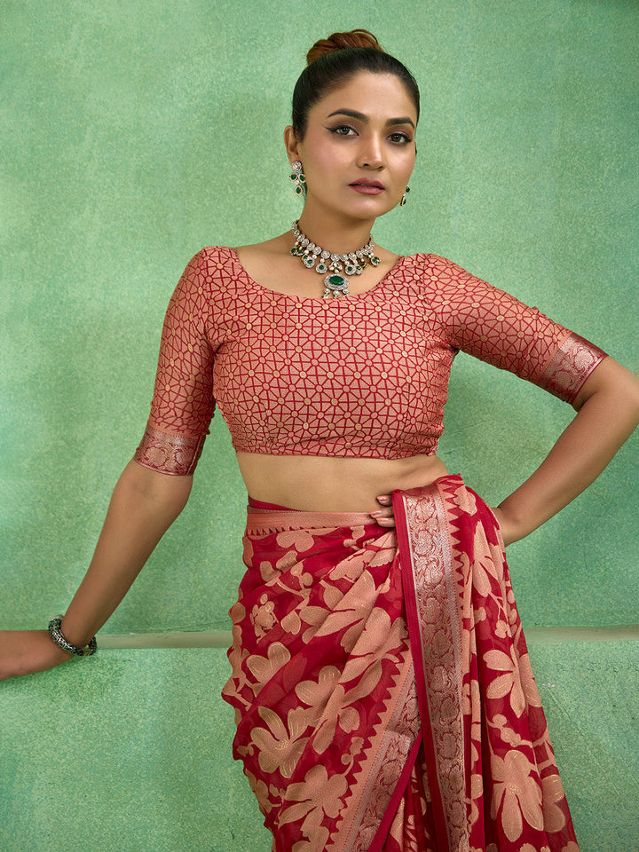 Floral Printed Georgette Saree