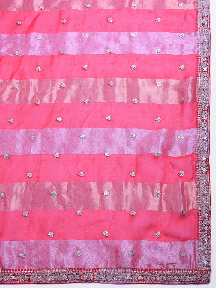 Embroidered Organza Suit Set With Dupatta
