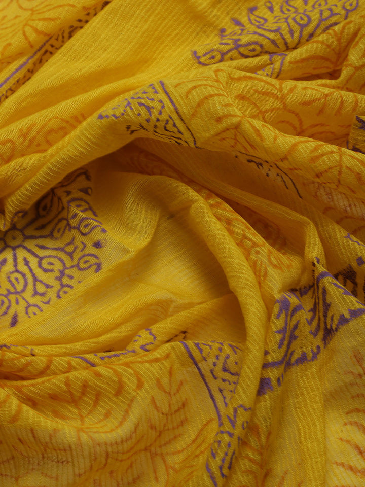 Printed Cotton Blend Unstitched Suit With Dupatta